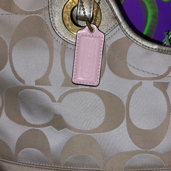 Like New Signature Coach Tan and Pink Purse - Picture 10 of 13